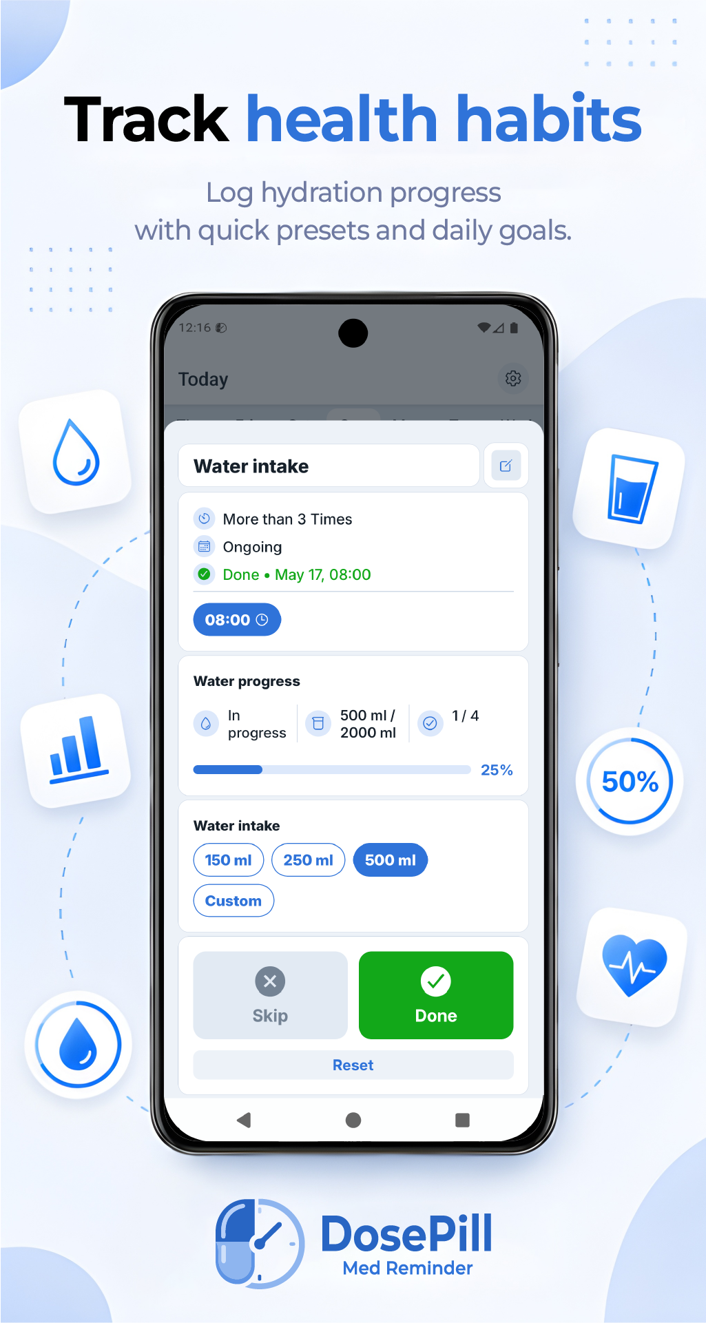 DosePill medication tracking screen